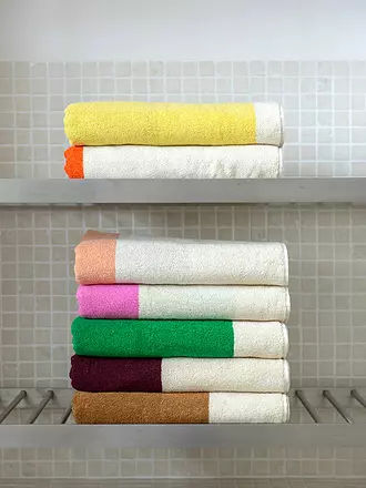 SUITE702 | Serviette de douche 70x140cm MARTENS AND MARTENS Royal Blue/Peach | hellbraun